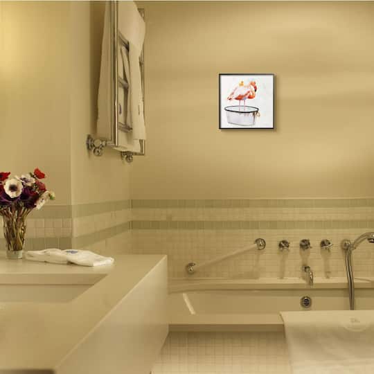 Stupell Industries Flamingo Bath Time Charming Bubble Detail,12" x 12"